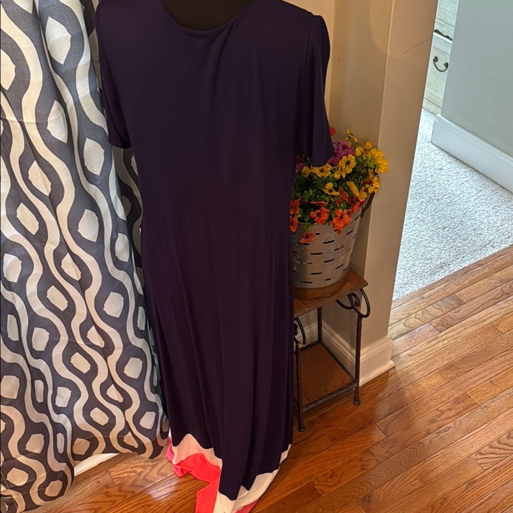 Bellamie Navy Maxi Dress with Pink and White Colorblock - Picture 5 of 7